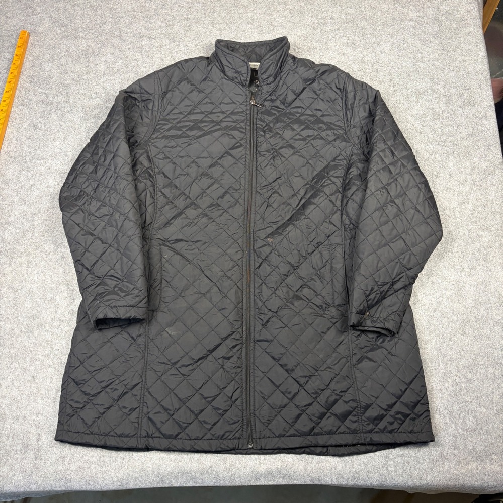 The Bradford Exchange Quilted Jacket Black Diamond Full Zip Mock Neck XL Coat